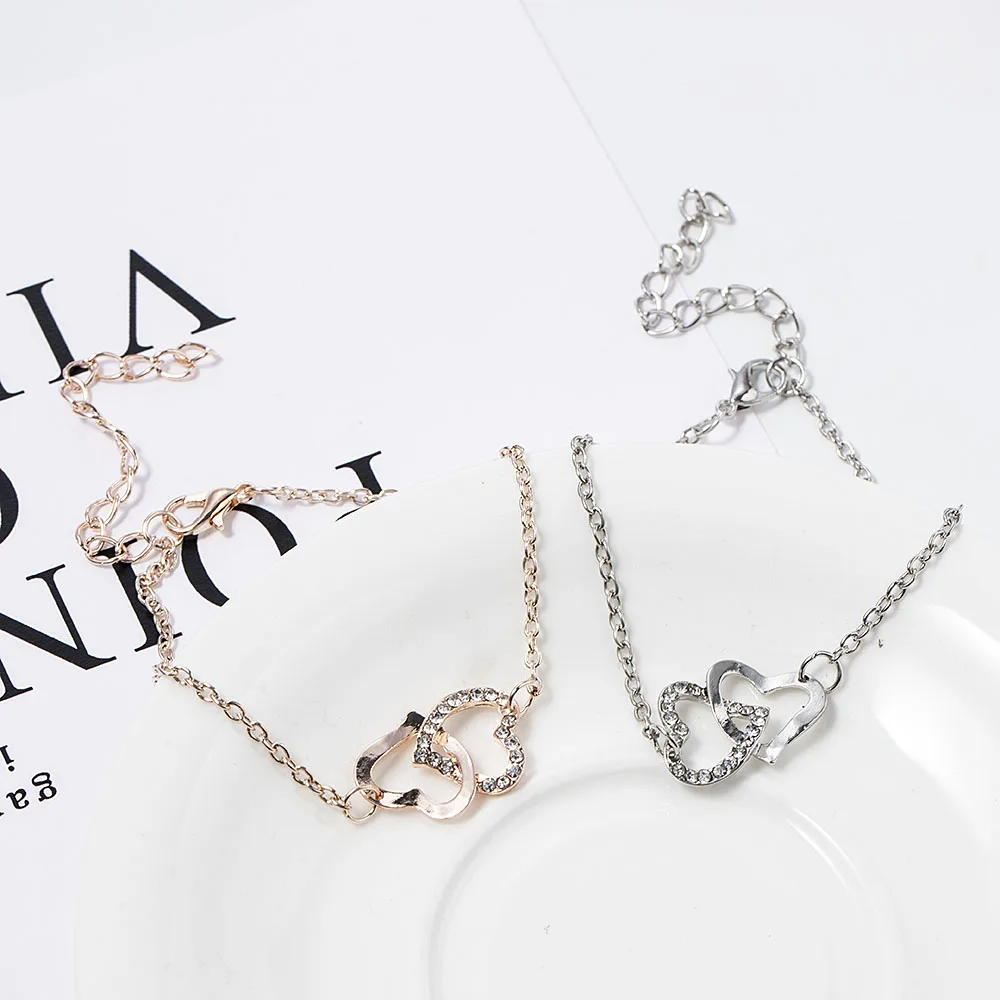 Женский браслет в форме сердца из розового золота Модный Ювелирный Браслет с