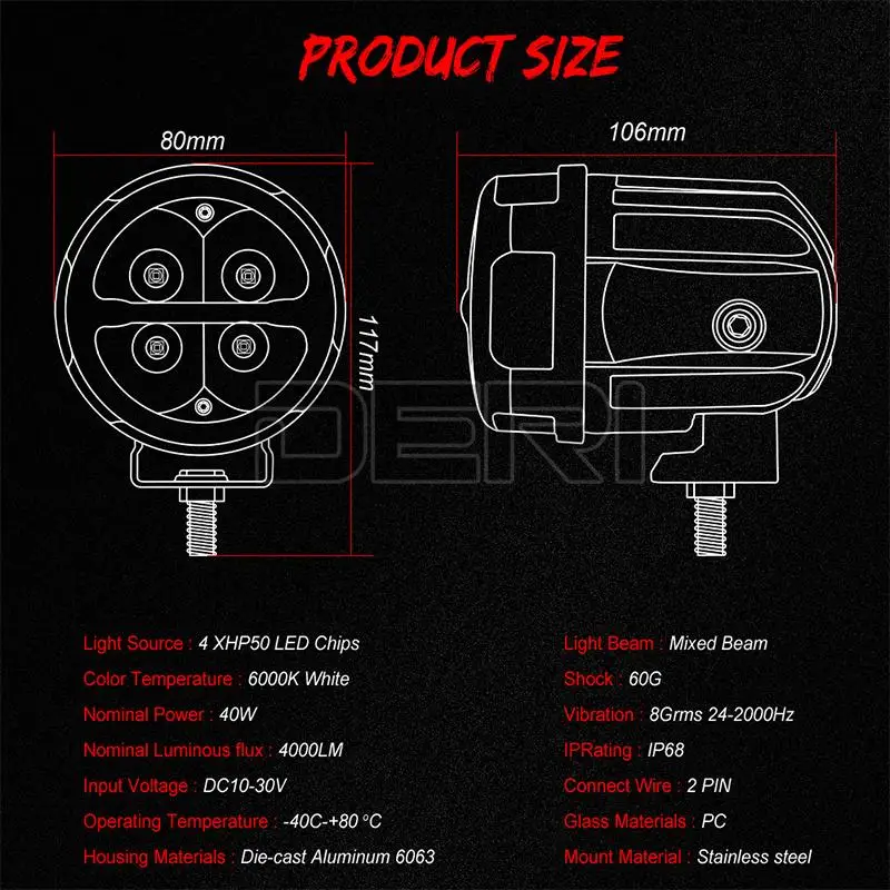 Светодиодный светильник рабочего света с комбинированным светом 3 дюйма 12 В 24 -