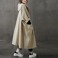 womens thin long trench coat coat spring hooded oversized womens coat large small casual cardigan loose womens trench