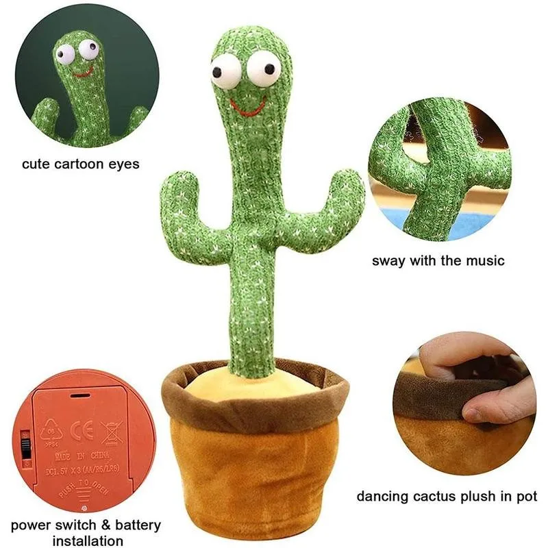 

Dancing Cactus Toy Electronic Shake Dancing Toy With The Song 12.6 Inches Dancing Enchanting Cactus Tiktok Same Style Cactus Toy