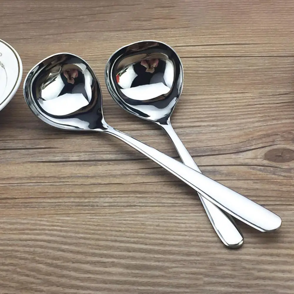 Красочная настольная ложка зеркало нержавеющая сталь для супа длинная ручка
