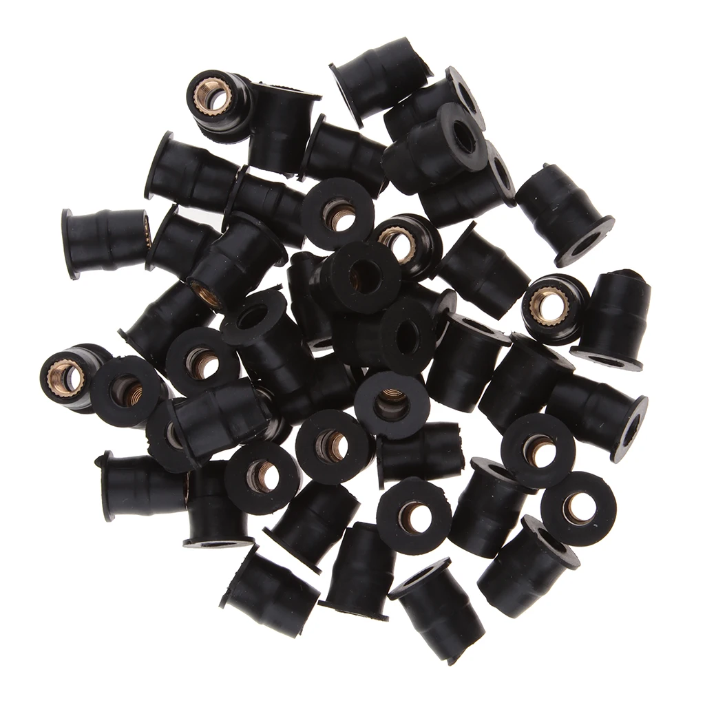 

50pcs Black M5 Rubber Windshield Well Nut Mounting Kit Replacement