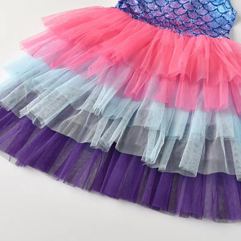 DXTON Princess Dress For Girls Summer Kids Dresses Beach Party Vestidos Mesh Tutu Cartoon Cotton Baby Clothing 3-8Y | Детская одежда и