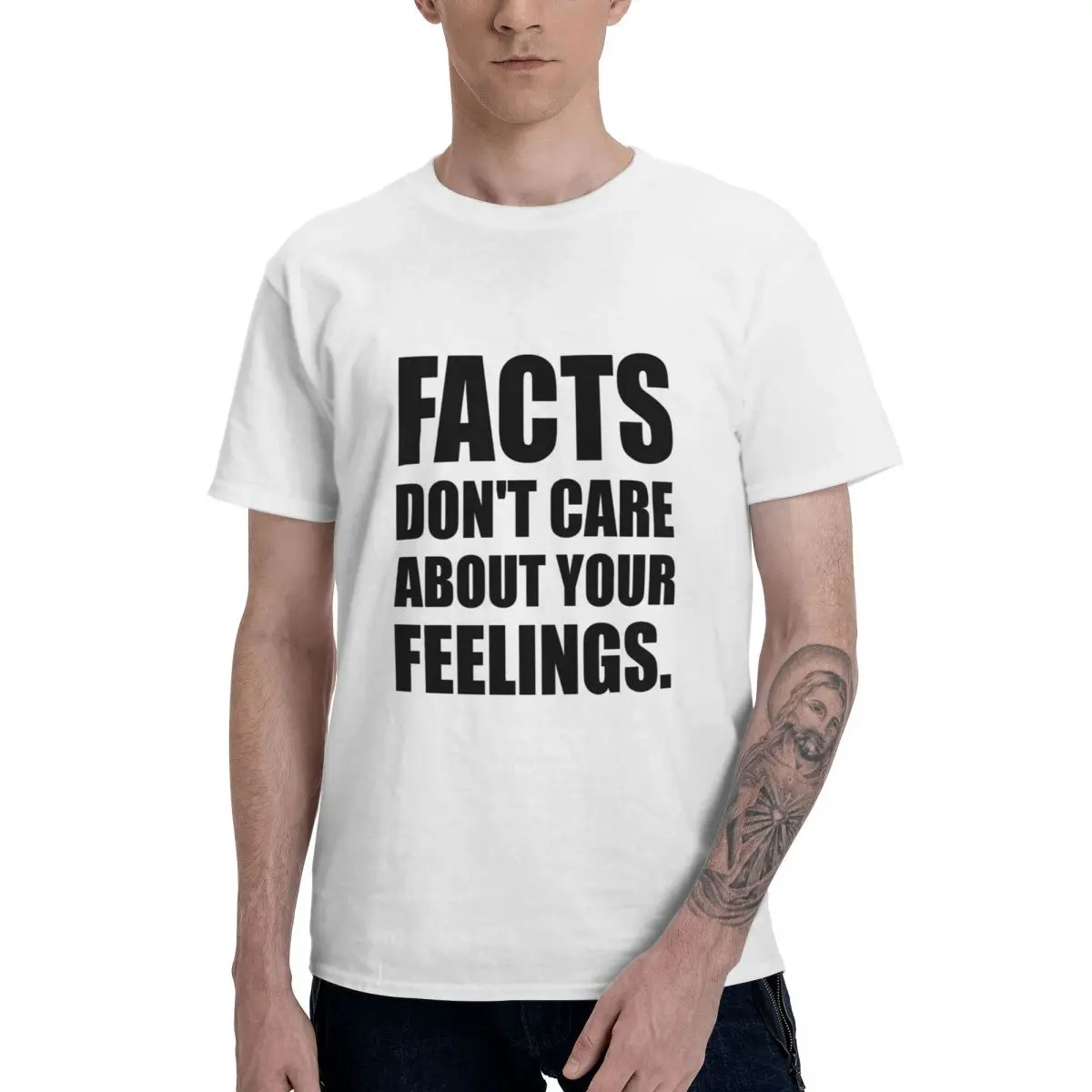 

Facts Don't Care About Your Feelings Graphic Tee Men's Basic Short Sleeve T-Shirt Funny Tops