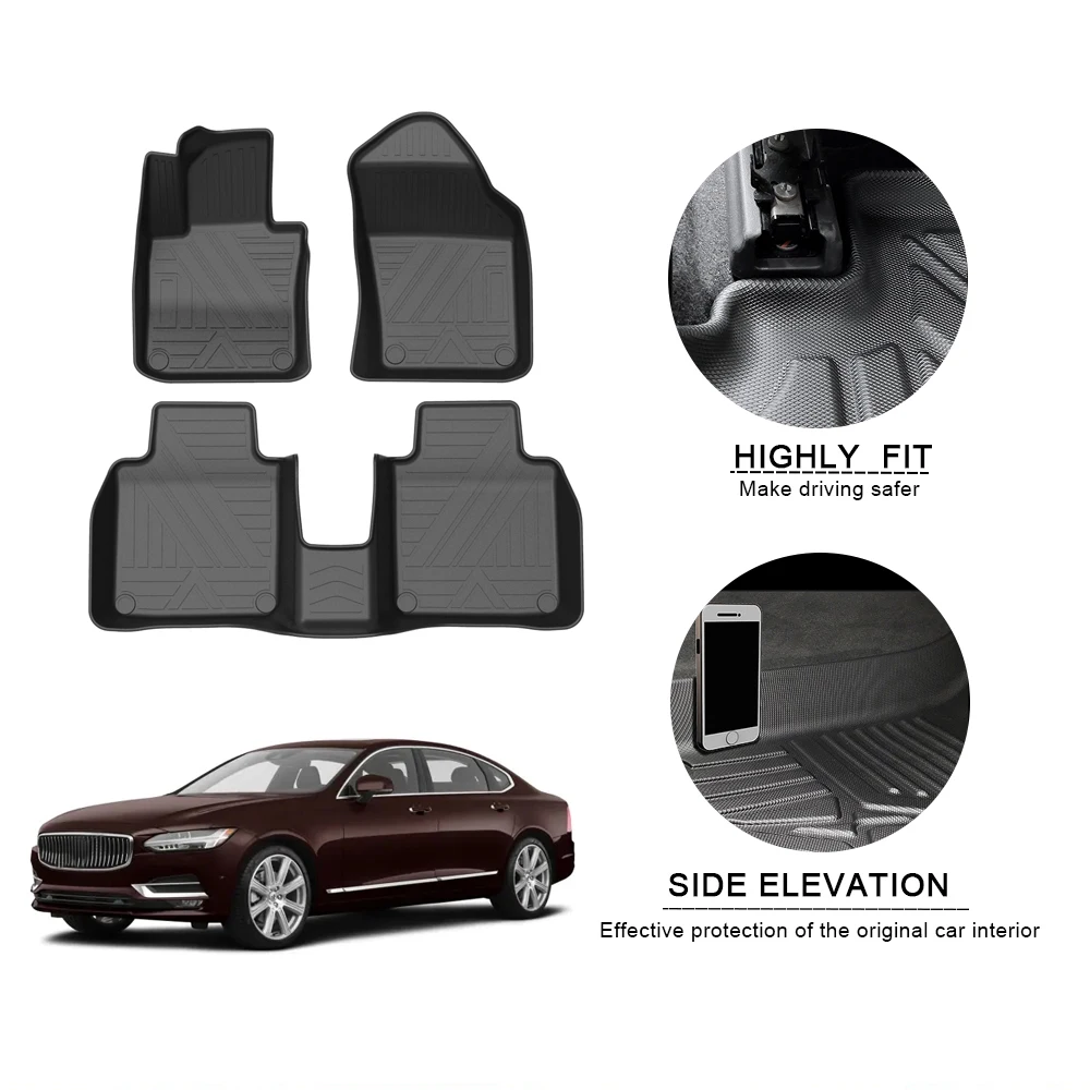 

Автомобильные коврики для Volvo S90 2017-2021, Нескользящие коврики из ТПЭ, водонепроницаемые резиновые коврики, автомобильные аксессуары для инте...