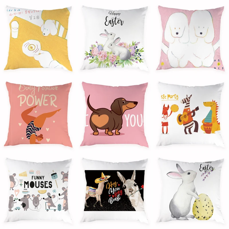 Милые чехлы из персиковой кожи с изображением кролика наволочки собаки лисы