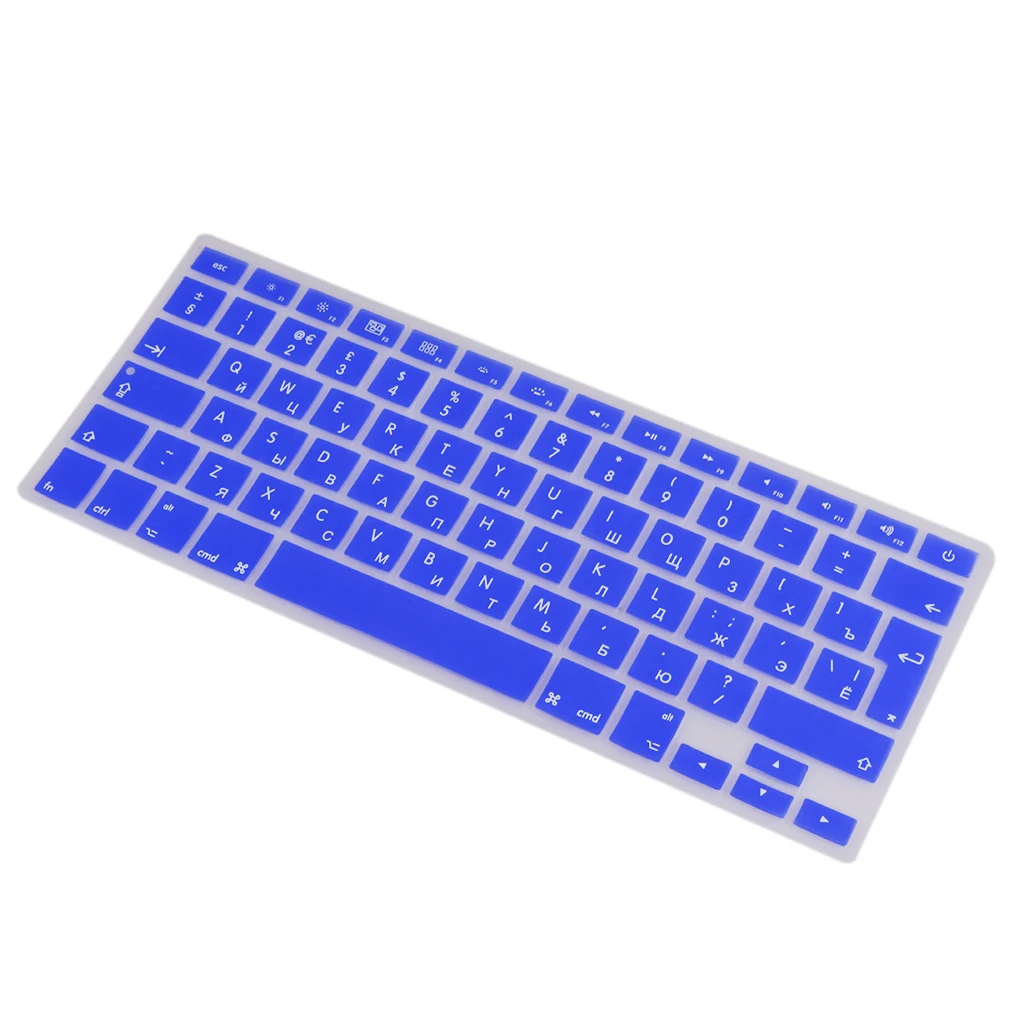 Blue Силиконовые русско-английские клавиатуры наклейки с буквами пленка кожи для Apple MacBook Pro Air 13 дюймов защитная накладка для клавиатуры - Цвет: Blue