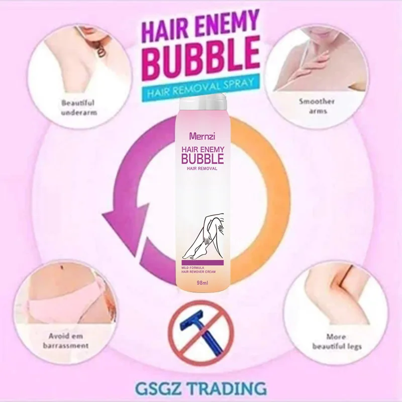 

Newly Hair Enemy Hair Removal Bubble Hair Remover Spray for Body Leg Arm Underarm Private Parts Men Women BN99