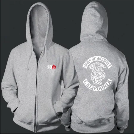 

2021 Spring Autumn Fashion Zipper Hoodies Son of anarchy Logo Printed Hoodie Fleece Long Sleeve Man's Zipper Jacket Sweatshirt 1