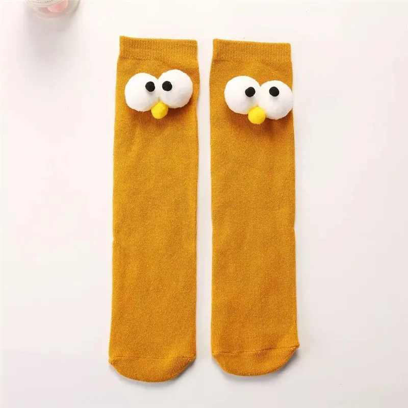 7 Baby Cotton Long Socks Toddler Colorful Cute Cartoon 3D Big Eyes Sock Kids Solid Color Socks Spring Autumn Fashion Kids Gift - Цвет: 7