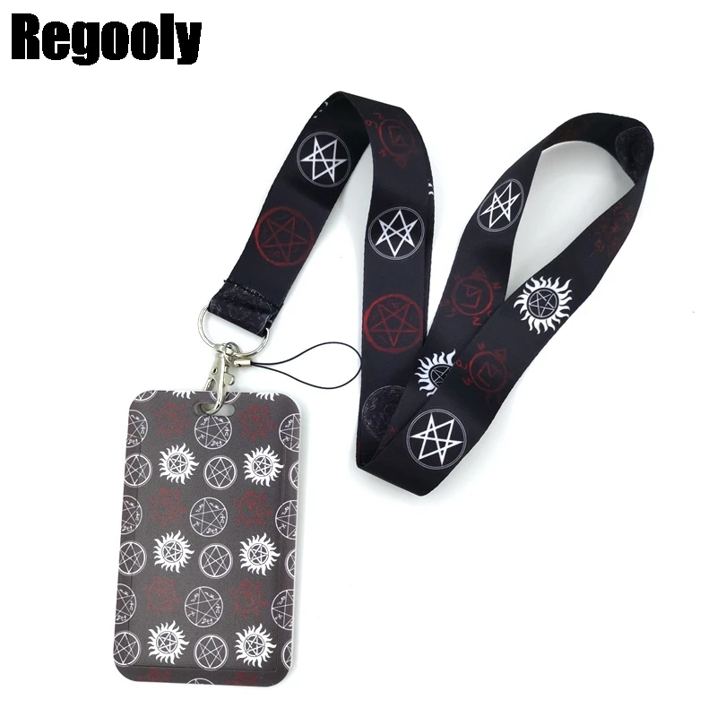 

Supernatural SPN Creative Lanyard Card Holder Student Hanging Neck Phone Lanyard Badge Subway Access Card Holder Accessories