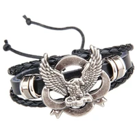 vintage leather bracelet for man fashion eagle pattern charm bangles party jewelry accessories 2021 bangles trend