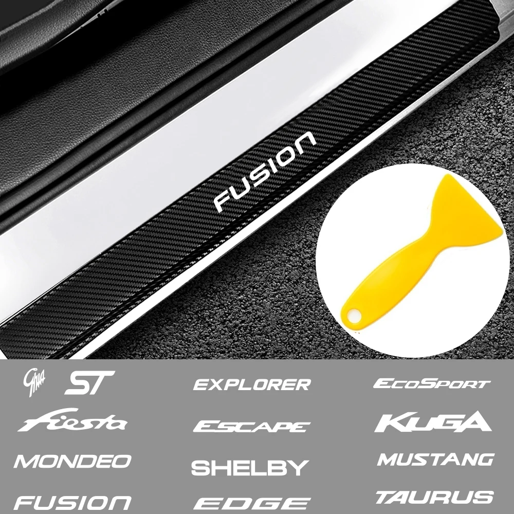 4x автомобиля углеродное волокно наклейка для порога форд фиеста Mondeo ST Fusion Mustang