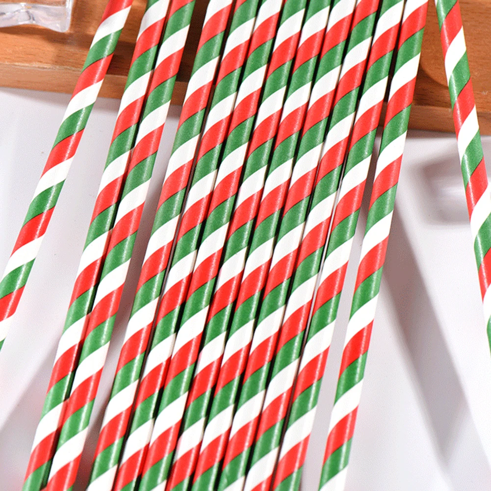 25 шт рождественские красные зеленые бумажные соломенные одноразовые бар