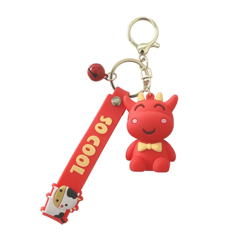 

New zodiac cow key pendant cartoon cute key fob women bag keychain personality couple hanging simple