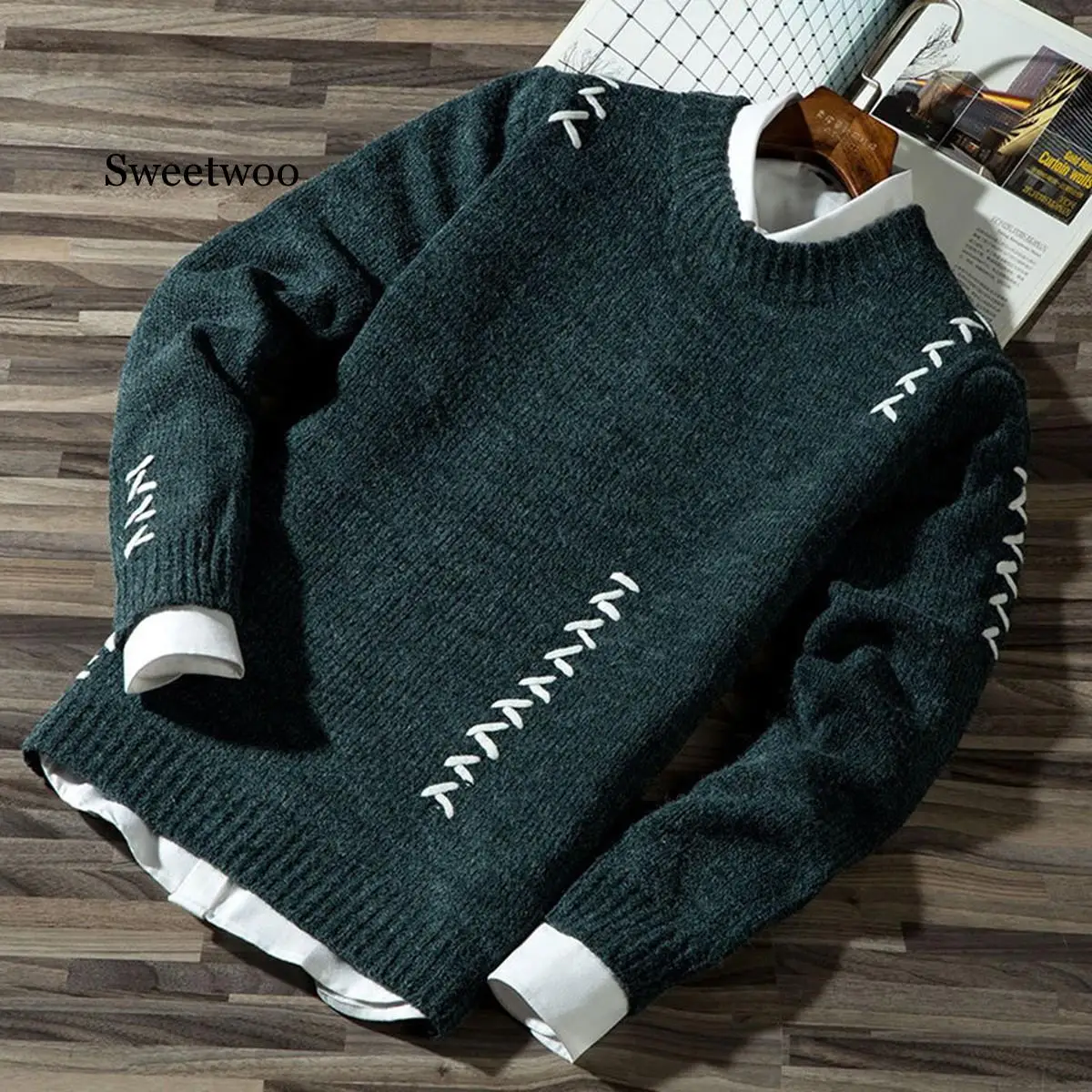

2020 Men's Casual Autumn Fashion Casual Strip Color Block Knitwear Jumper Pullover Sweater Cotton Mens Sweaters