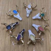 natural resin white pendant ox head shape inlaid colored resin electroplating diy creation charm jewelry necklace decoration