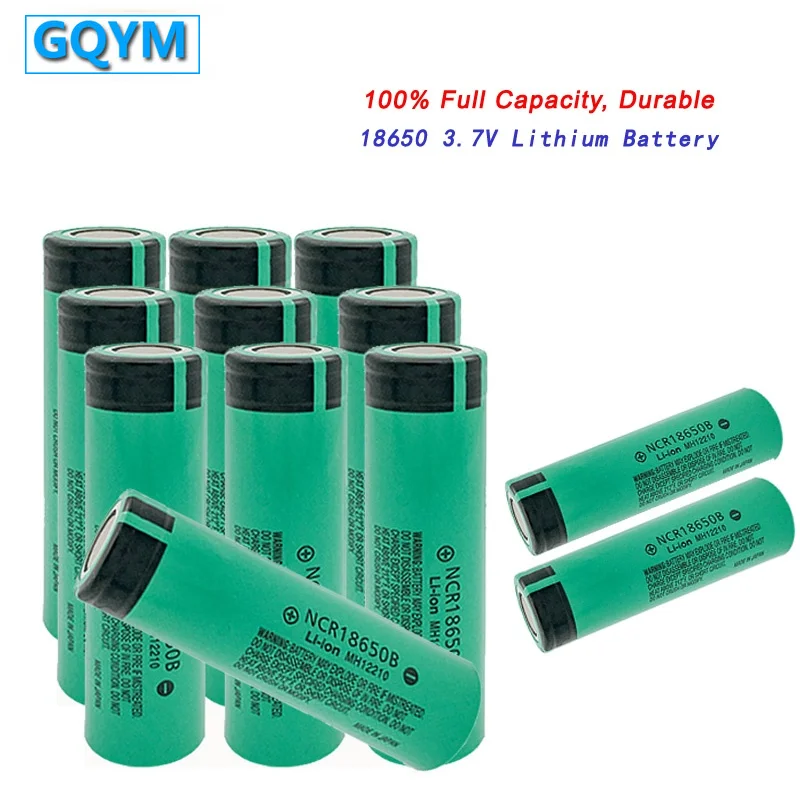 

New GQYM 9PCS NCR 18650 Li-ion Rechargeable Battery 3.7V 3400mAh NCR18650B for Flashlight Batteries