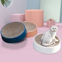 round type cat catnip scratch board nail scraper mat bed toy cats scratcher corrugated paper kitten pad rest pet supplies