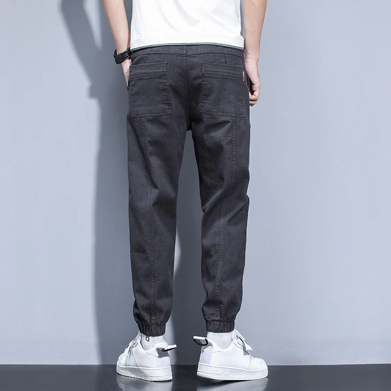 Men Trouser Spring Summer Loose Denim Pants Harem Hiphop Street Outdoor Dress Cloth Man Pant Blue Gray Black