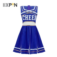 kids girls cheerleader costume cheerleading dance dress sleeveless letter print sequins jazz dancewear school fancy dress outfit