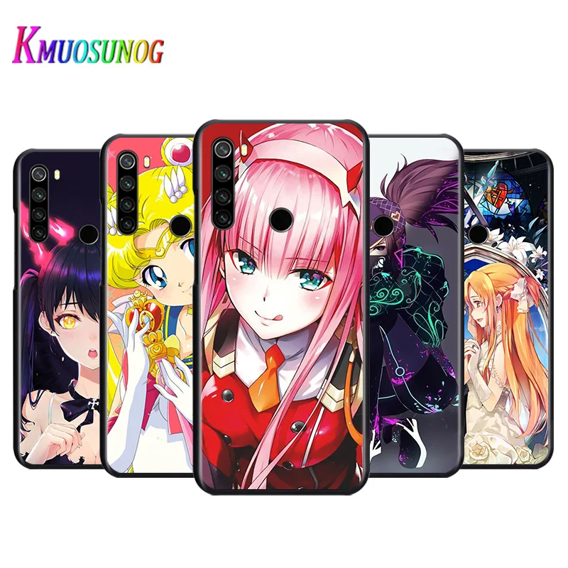 

Bright Black Cover Anime girl cartoon japan For Xiaomi Redmi Note 9 9S Max 8T 8 7 6 5 Pro 5A 4X 4 Soft Phone Case