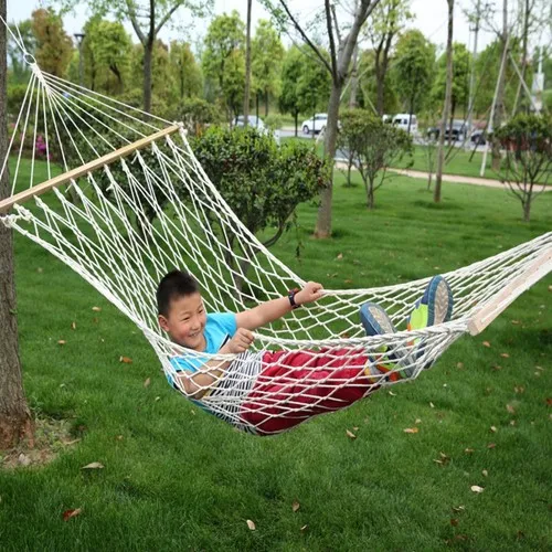 

Hawaiian Hammock Single Flat (White) Patio Swing Ultralight Garden Sports Home Travel Camping