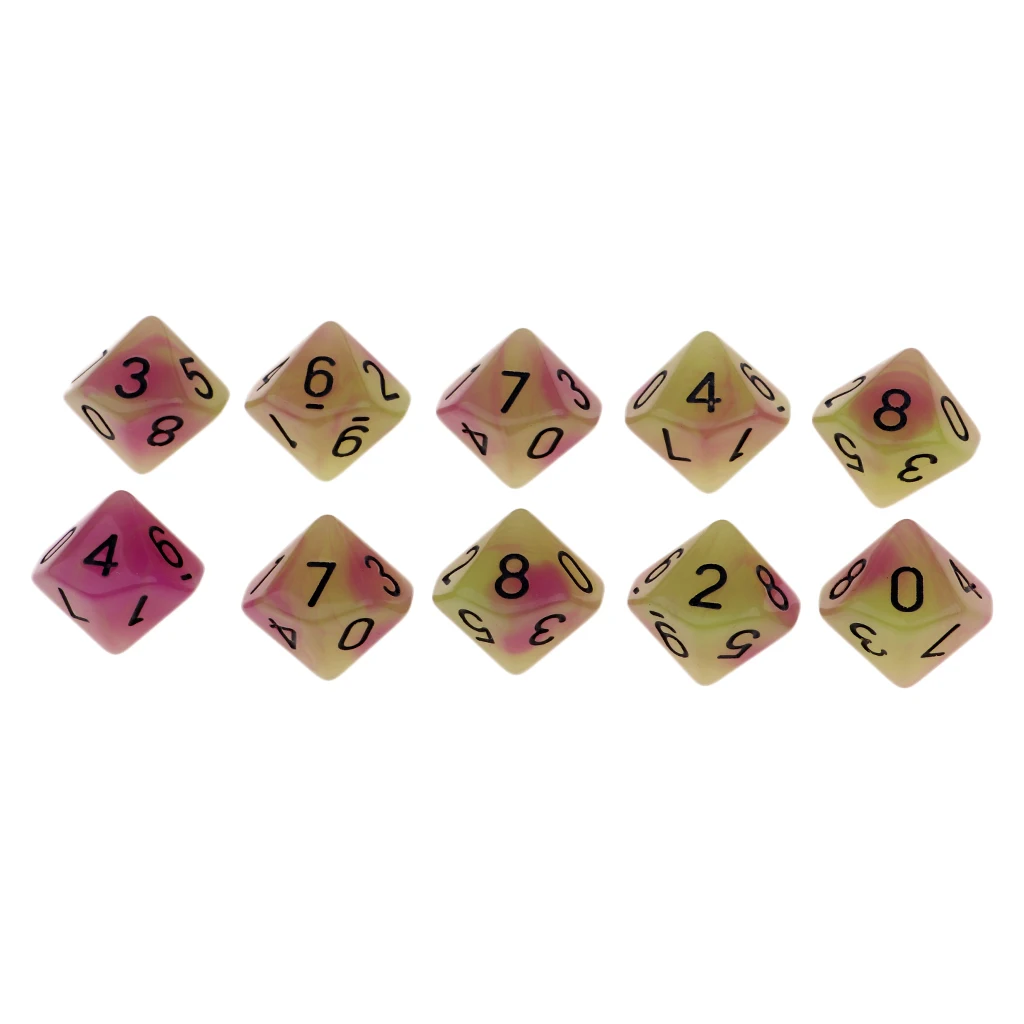 Настольная игра 10 шт. подземелья драконы кости D10 D & светящиеся 1 6 см Мульти набор