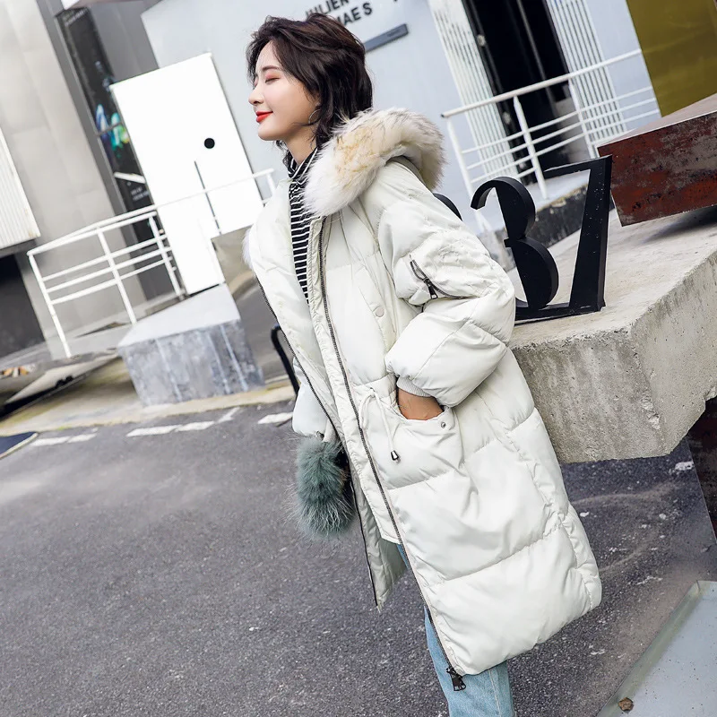 Padded Women's Winter Jacket Parka Large Fur Collar Down Cotton Coat Women Long Korean Jackets Parkas Mujer 2023 KJ711
