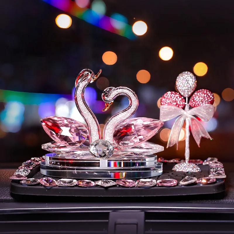 

Crystal Pink Swan Figurine Exquite Car Perfume Bottle Glass Animal Paperweight Home Table Decor Love Presents Christmas Gift