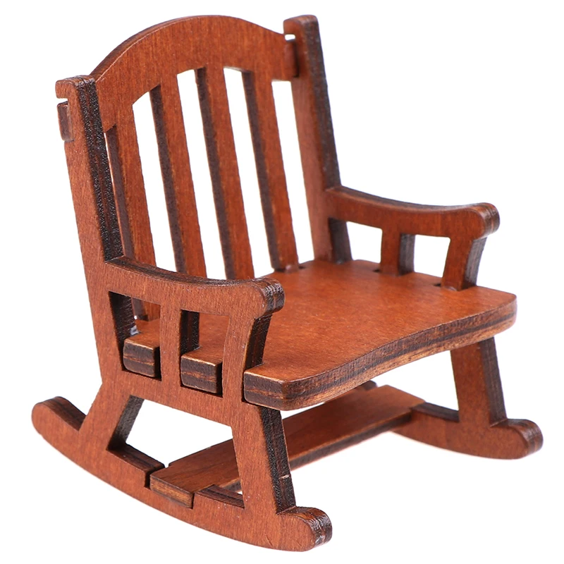 

1Pcs Wooden Rocking Chair Seat Handicraft Rocker Dollhouse Miniature Outdoor Garden Furniture Toys
