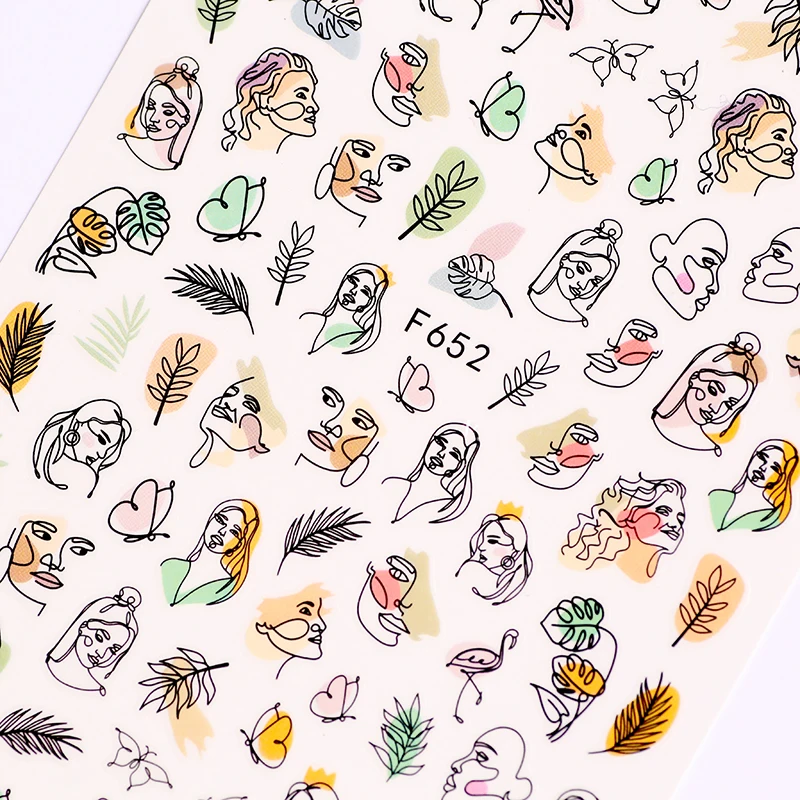 1 шт. женские самоклеящиеся наклейки для лица абстрактные изображения