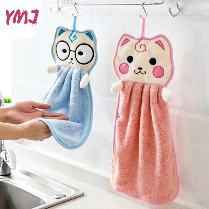 

Cartoon Hand Towel Children Microfiber Hand Dry Towel Kids Soft Plush Fabric Absorbent Hang Towel Kitchen Bathroom Accessorie