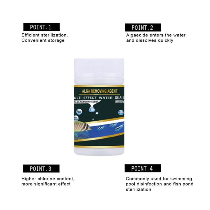 Swimming Pool Algae Repellent Agent Disinfection Aquarium Cleaning Effervescent Tablets Fish pond algae removal 50pcs | Дом и сад