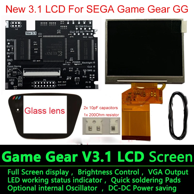 Выделите Полный Дисплей V 3.1 ЖК дисплей Экран для SEGA Шестерни GG Регулируемый