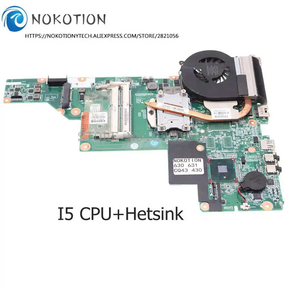 NOKOTION 646175-001 646669-001 для HP 430 630 631 CQ43 Материнская плата I5 + радиатор подходит 646981-001