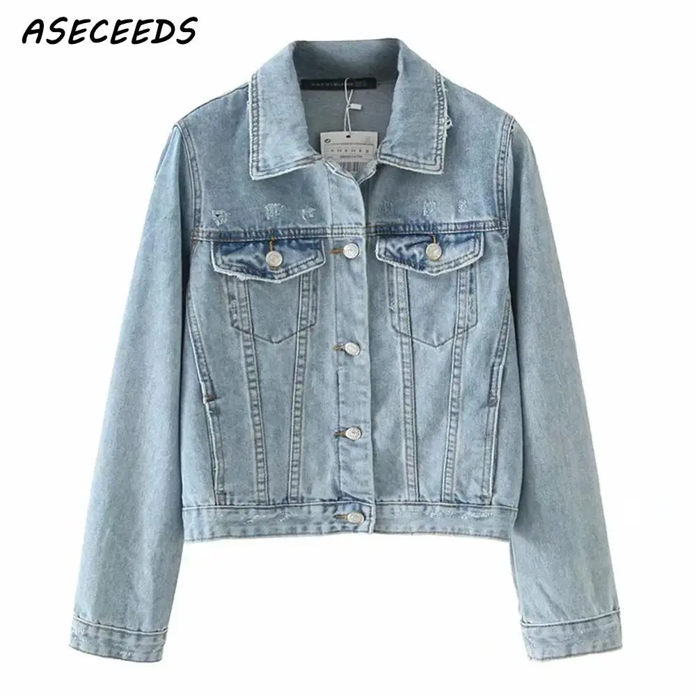 2019 осенняя синяя джинсовая куртка Женское пальто Корейская мода шикарная