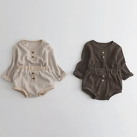 infant girl boy casual korean style clothes sets 2021 fashion newborn baby solid tops and shorts outfits toddler clothing 0 2y