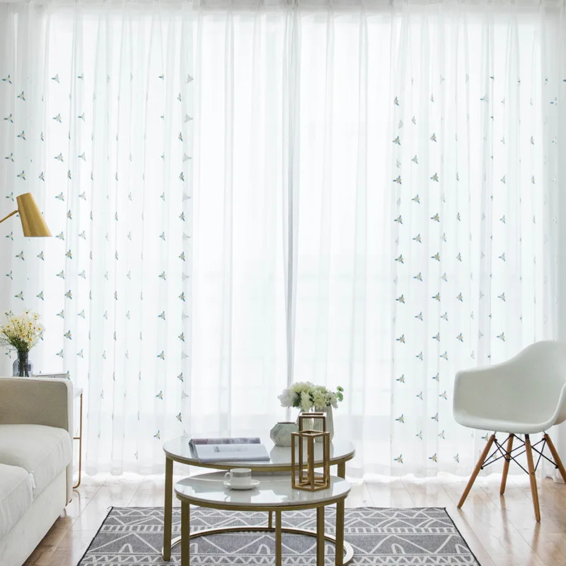 Пасторальные стерео вышитые прозрачные шторы с 3D цветами для гостиной экрана