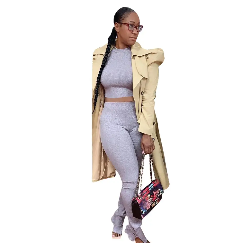 

2020 Autumn Winter Lady's Double-breasted Overcoats Women New Long Sleeve Turn-down Collar Knee-length Easy Matching Coats