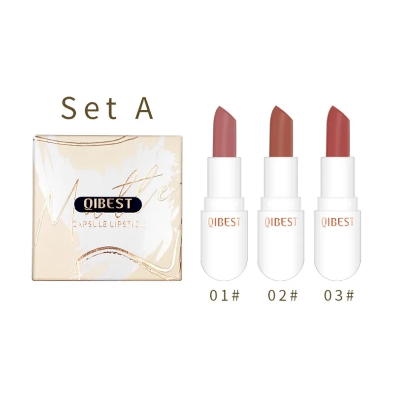 Набор из 3/6 шт. матовых красных помад с мини-капсулами, долговременными и не выцветающими для женщин, создающих бархатный матовый финиш.