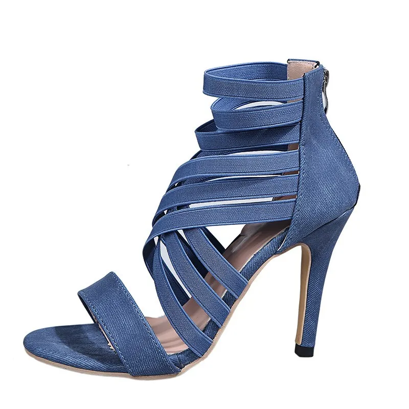 

Women's Sandals 2021 Sandals Women Summer New Fashion High Heels Open Toe Sandals Strap Combination Zipper Female Shoes Party