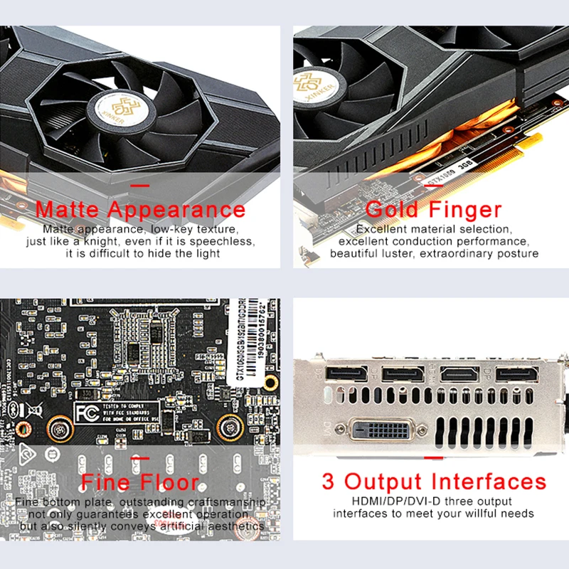 Видеокарта 8008 МГц GTX1060 3g 192Bit GDDR5 PCI-E 3,0 для NVIDIA GPU DVI-DP-HDMI с двумя вентиляторами GTX 1060