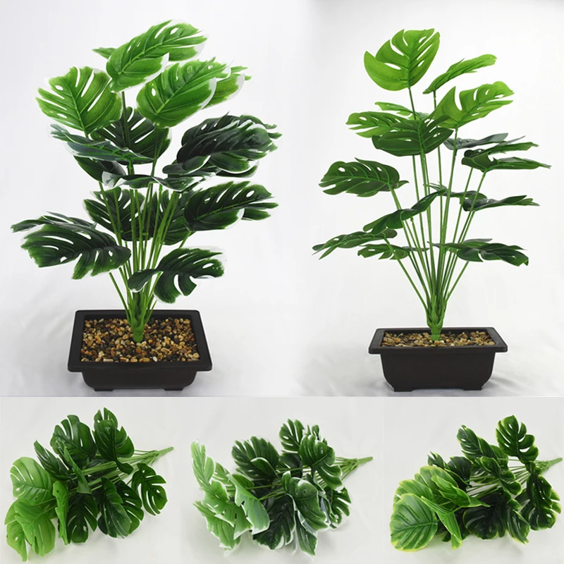 

High-end simulation fake flower 18-pronged turtle back leaf creative simulation plant wall potted project decorative green leave
