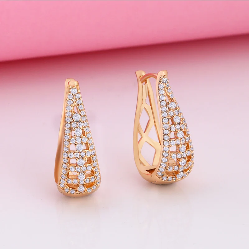 Модные Роскошные хрустальные полые серьги золотые с камнем ювелирные изделия из