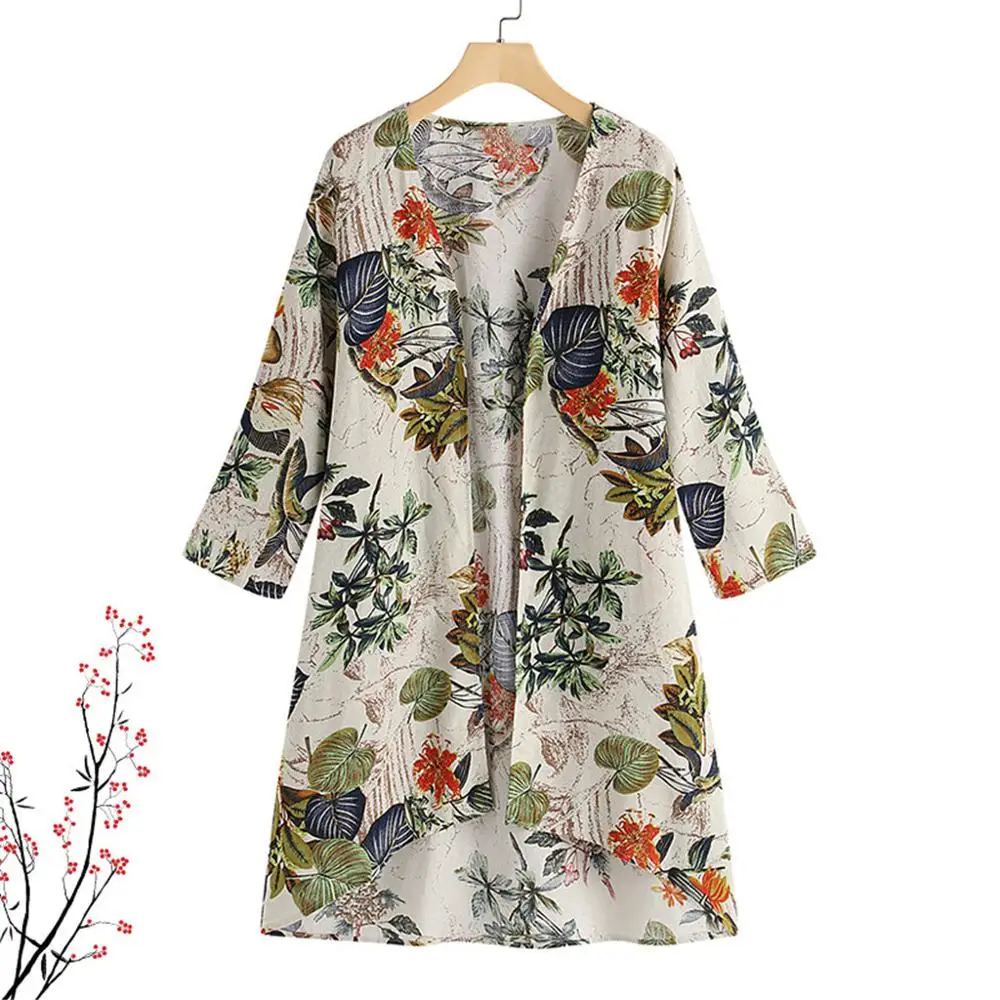 Женская блузка liene из хлопка длинная рубашка кардиган с цветочным принтом модные