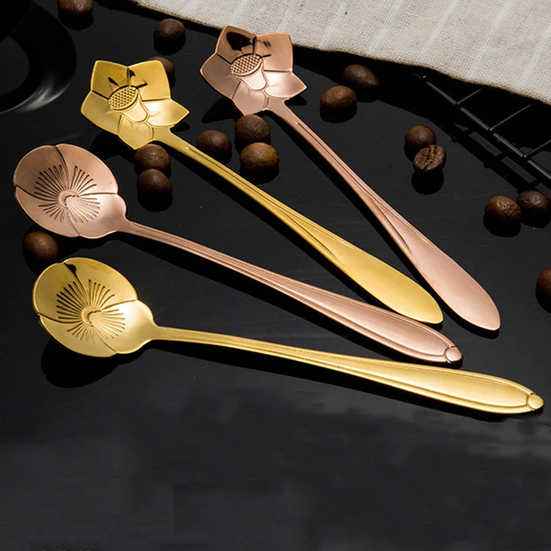 Розовая Золотая прочная кофейная ложка из нержавеющей стали десертная чайная