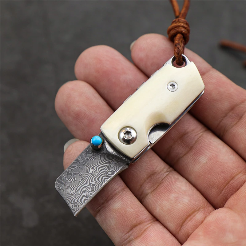 Складной нож из дамасской стали карманный мини-нож для кемпинга и фруктов острый