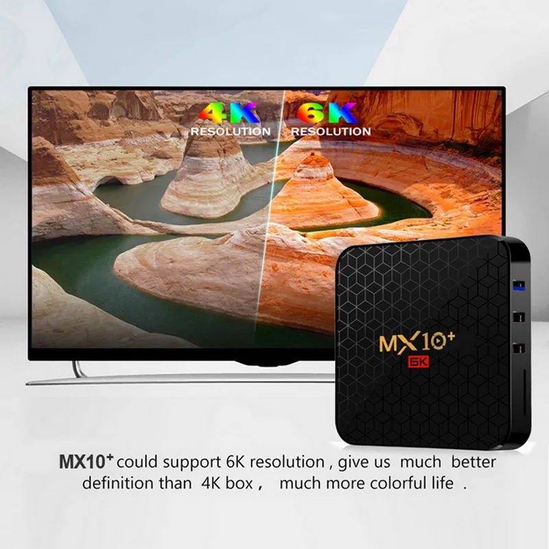 MX10 Pro 6k ТВ Box Android 9 0 4 ядра 64-бит ARM Cortex-A53 Вай-Фай HDMI Декодер каналов кабельного