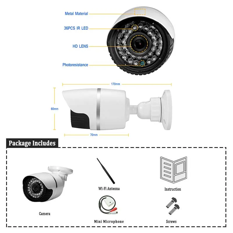 Беспроводная Wi Fi IP камера для улицы HD 720P сеть P2P ИК Ночное Видение